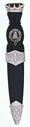Clan Crest Celtic Sgian Dubh, Chrome Stone Top  - Made to Order