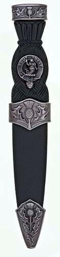 Clan Crest Thistle Sgian Dubh, Plain Top - Chrome/Antique Finish - Made to Order