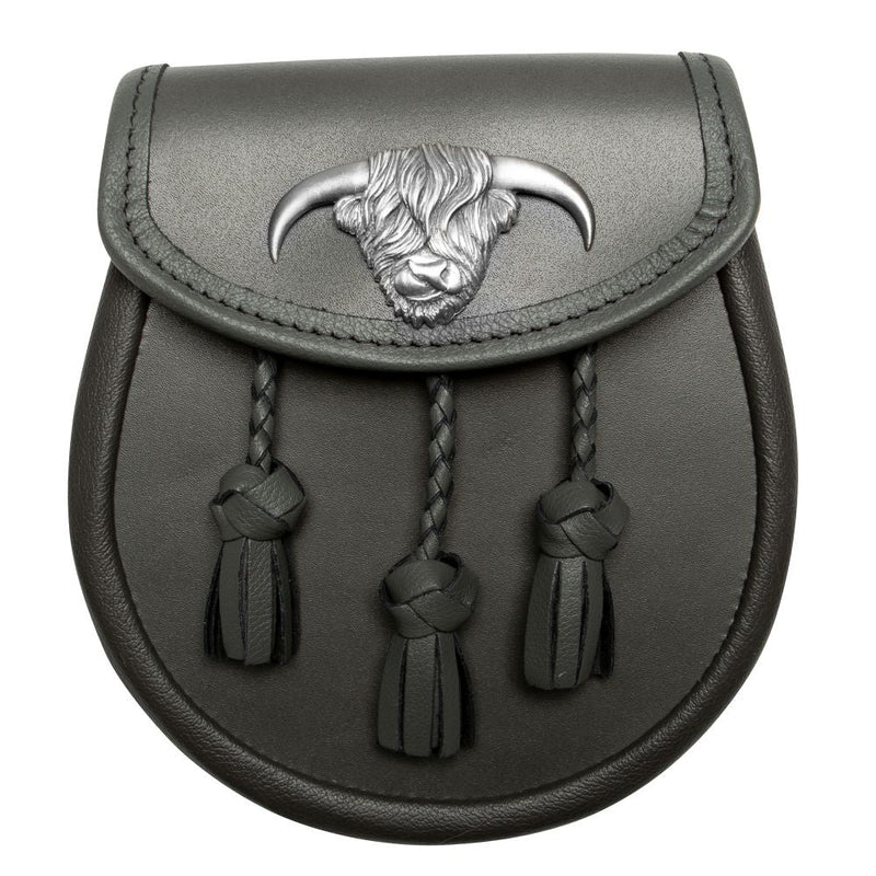 Grey Leather Cow Head Mount Sporran