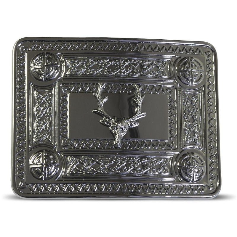 Stag Celtic Knot Belt Buckle - Chrome Finish