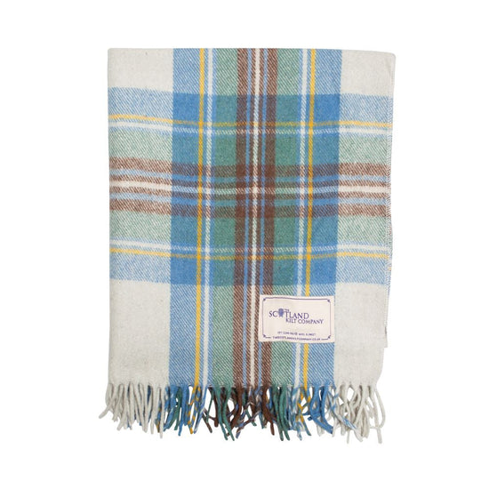 Wool Tartan Lap Blanket 29'' x 70'' - Stewart Muted Blue