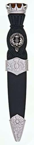 Clan Crest Thistle Sgian Dubh, Chrome Stone Top - Made to Order