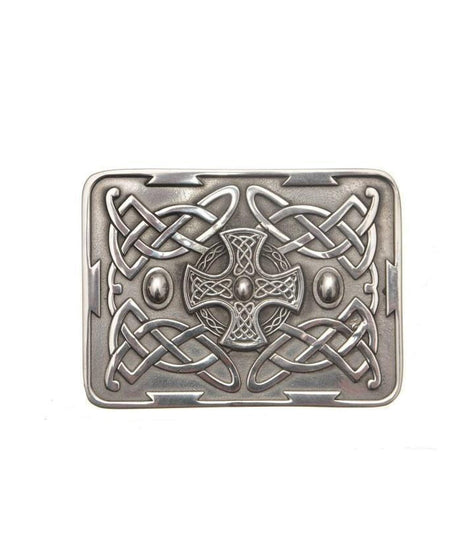 Celtic Cross Deluxe Pewter Kilt Belt Buckle