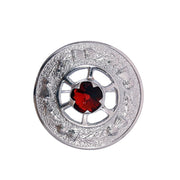 Miniature Thistle Design and Orange Stone Brooch - Chrome Finish