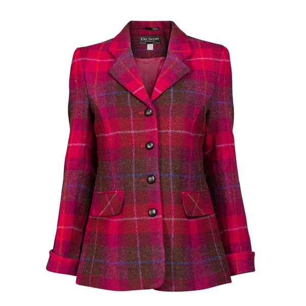 Women's Harris Tweed Jacket - Maggie - Red/Brown Check (Size 12 remaining)