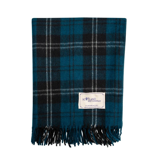 Wool Tartan Lap Blanket 29'' x 70'' - Ramsay Blue