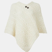 Ladies Worsted Wool Button Design Poncho by Aran Mills