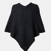 Ladies Worsted Wool Button Design Poncho by Aran Mills