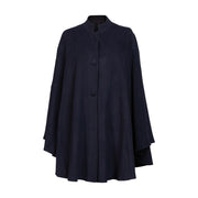 Women's 3 Button Cashmere Cape - Navy with Black Watch Trim