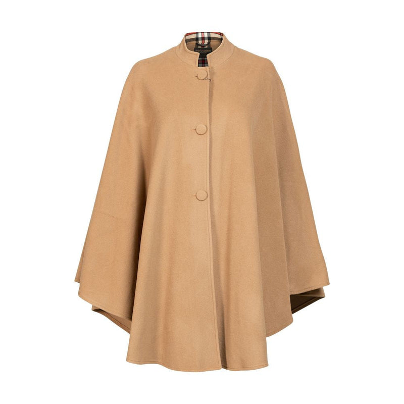 Women's 3 Button Cashmere Cape - Camel with Thomson Camel Trim