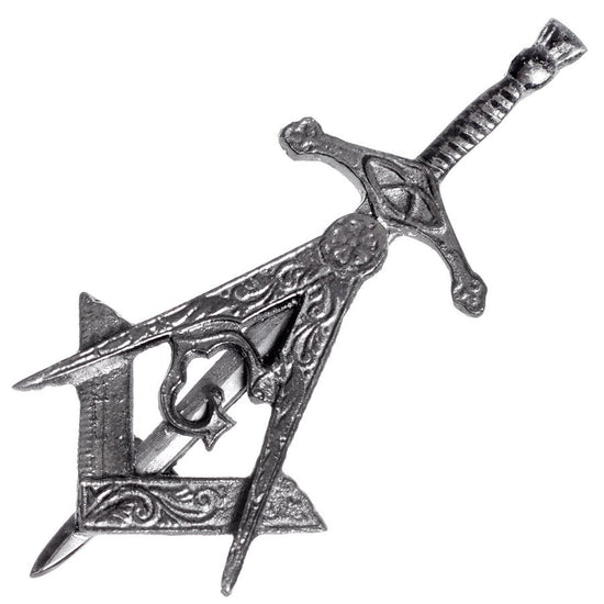 Masonic Emblem Sword Kilt Pin - Chrome Finish