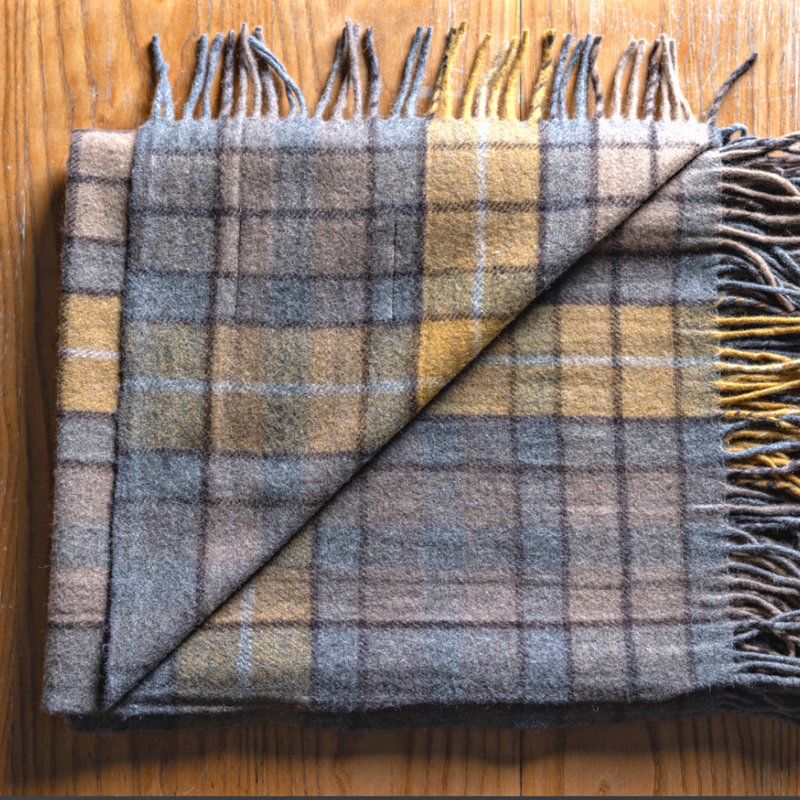 Wool Tartan Knee Rug Natural Buchanan