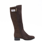 Ladies Harris Tweed Knee High Boots by Snow Paw - Coffee Brown