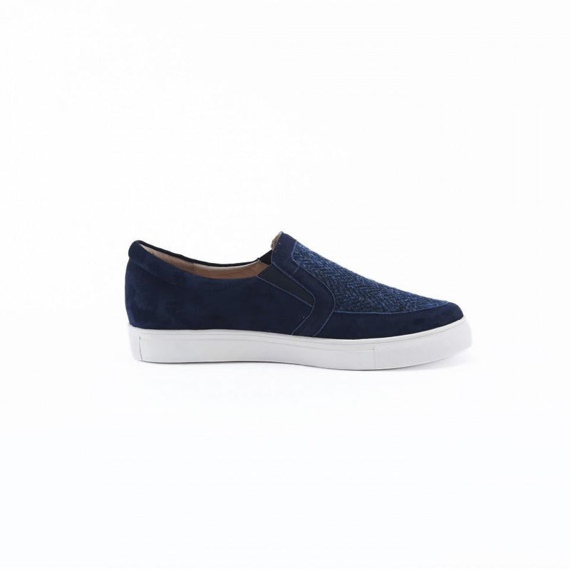 Women's Harris Tweed Trainers by Snow Paw - Navy