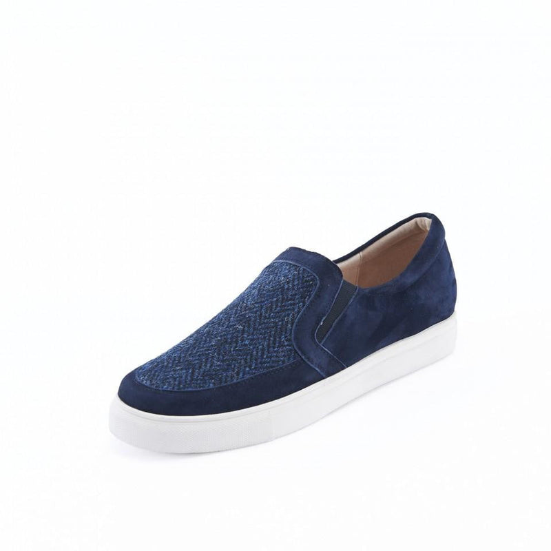 Women's Harris Tweed Trainers by Snow Paw - Navy