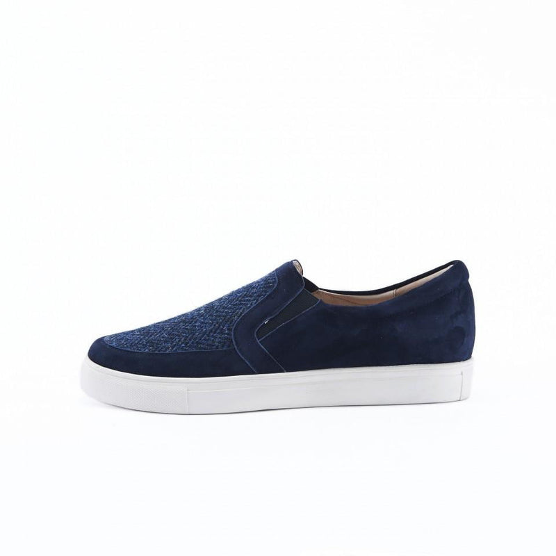 Women's Harris Tweed Trainers by Snow Paw - Navy