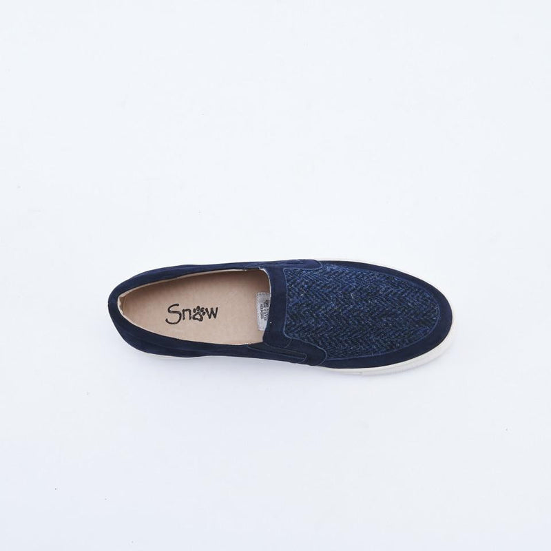 Women's Harris Tweed Trainers by Snow Paw - Navy