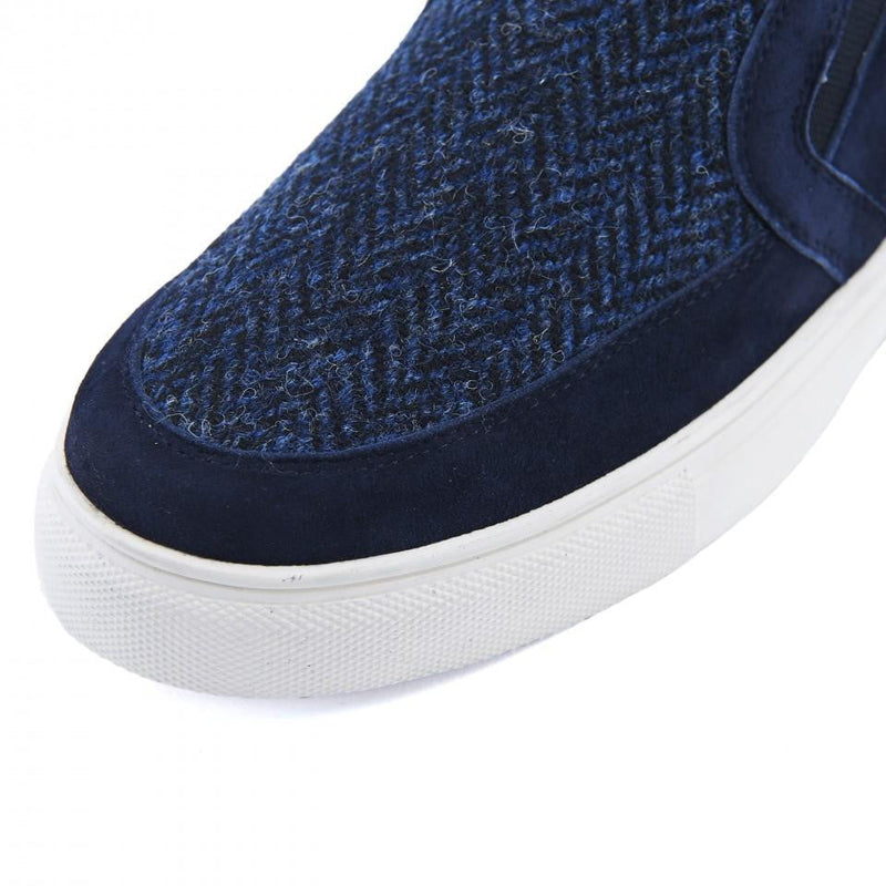 Women's Harris Tweed Trainers by Snow Paw - Navy