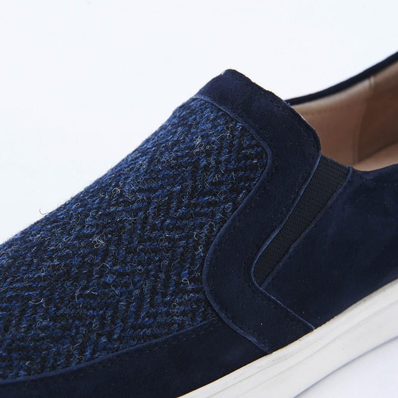 Women's Harris Tweed Trainers by Snow Paw - Navy