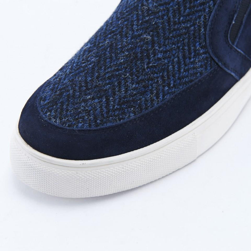 Women's Harris Tweed Trainers by Snow Paw - Navy