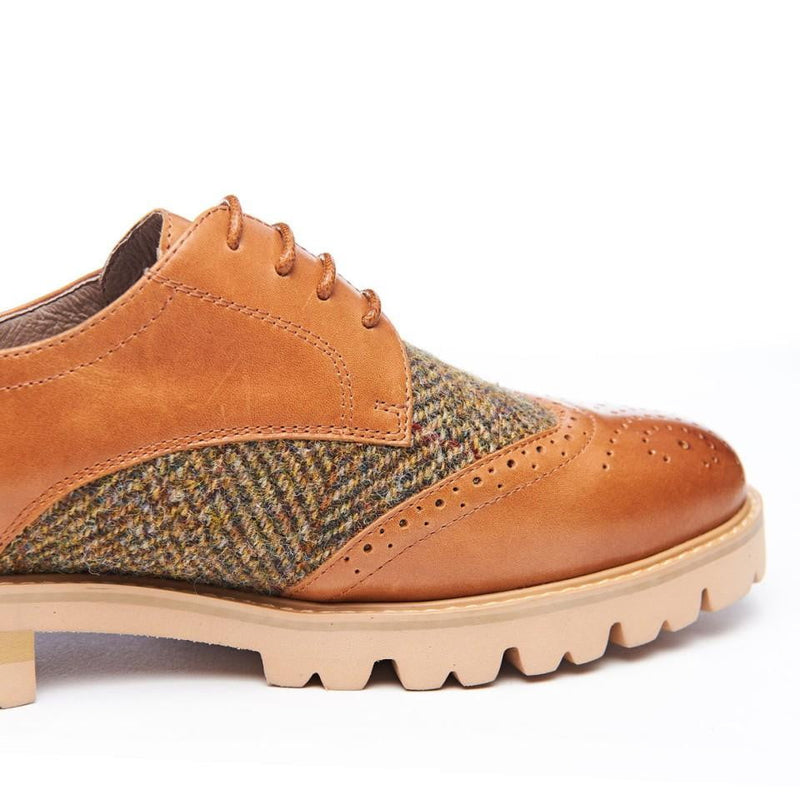 Women's Harris Tweed Brogues by Snow Paw - Chestnut