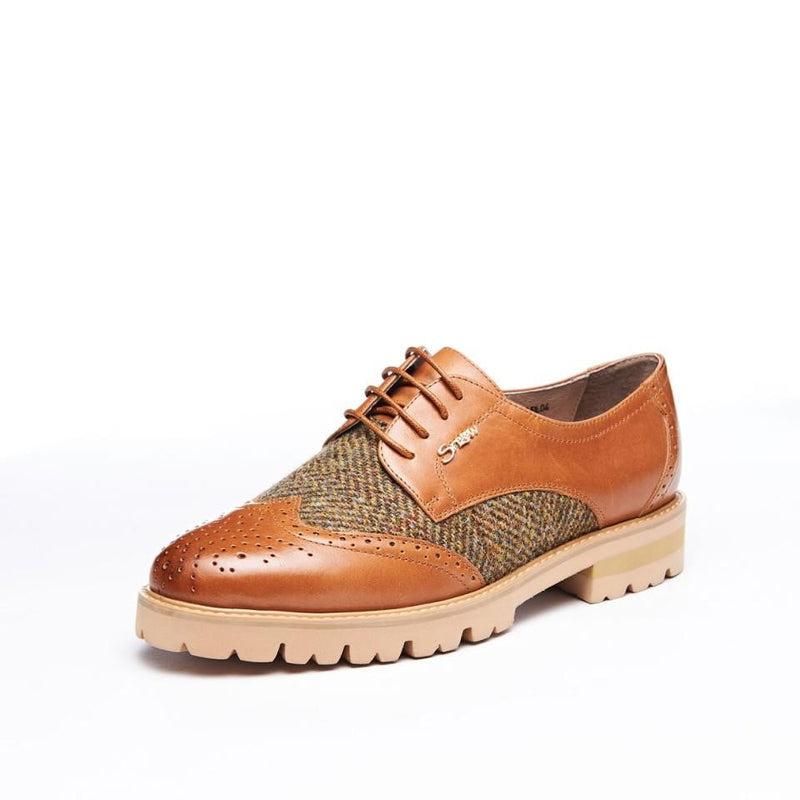 Women's Harris Tweed Brogues by Snow Paw - Chestnut