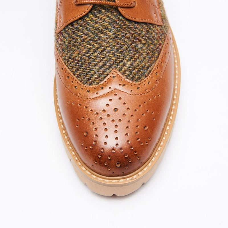 Women's Harris Tweed Brogues by Snow Paw - Chestnut