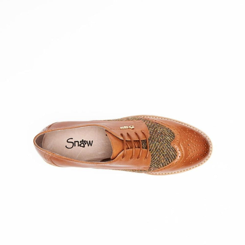Women's Harris Tweed Brogues by Snow Paw - Chestnut