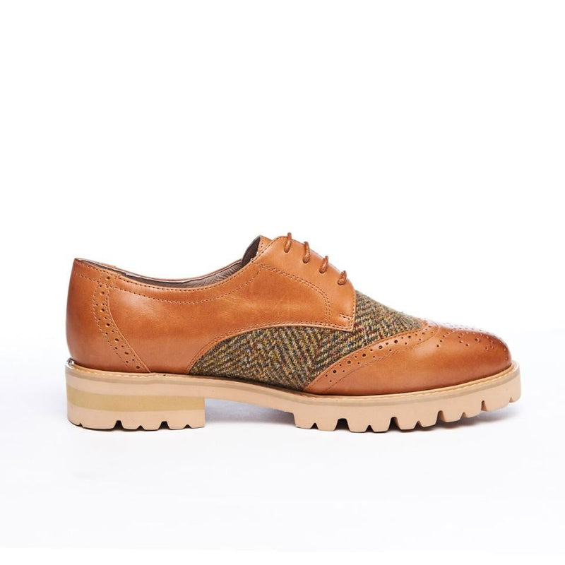 Women's Harris Tweed Brogues by Snow Paw - Chestnut