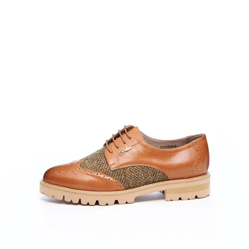 Women's Harris Tweed Brogues by Snow Paw - Chestnut