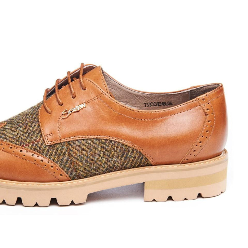 Women's Harris Tweed Brogues by Snow Paw - Chestnut