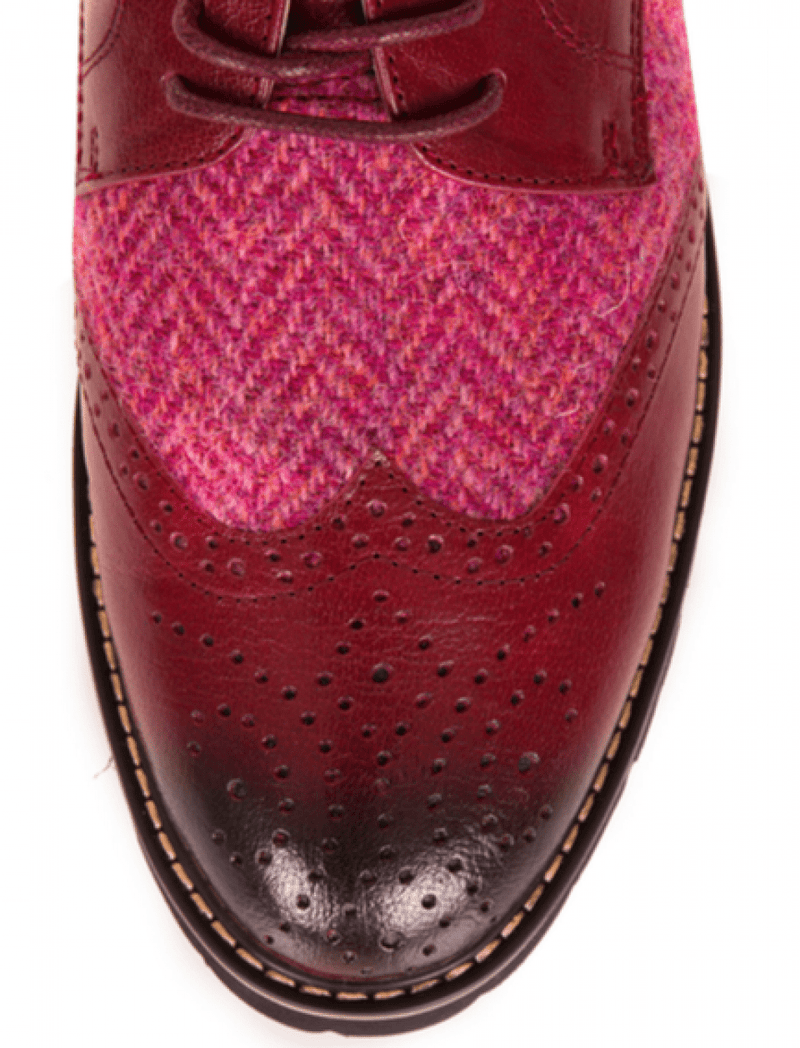 Women's Harris Tweed Brogues by Snow Paw - Maroon