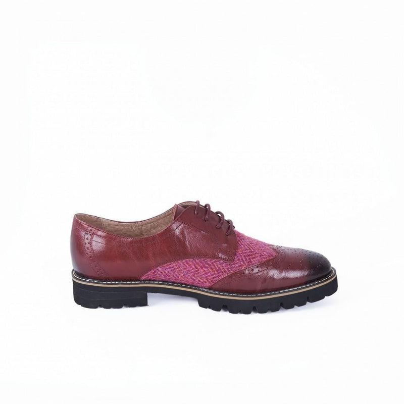 Women's Harris Tweed Brogues by Snow Paw - Maroon