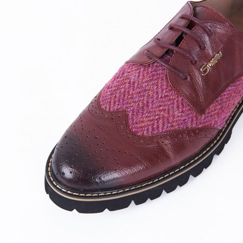 Women's Harris Tweed Brogues by Snow Paw - Maroon