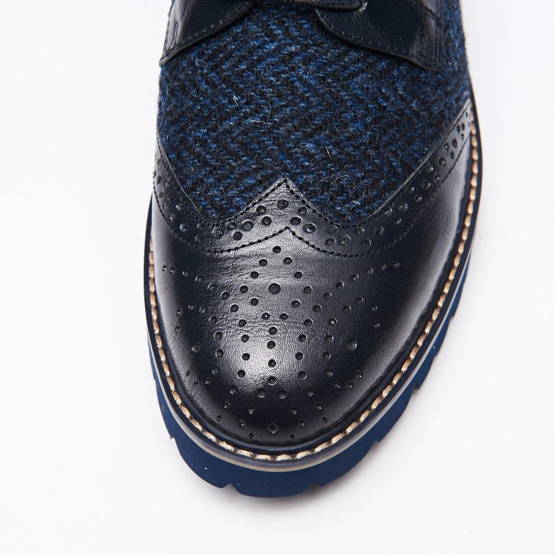 Women's Harris Tweed Brogues by Snow Paw - Navy