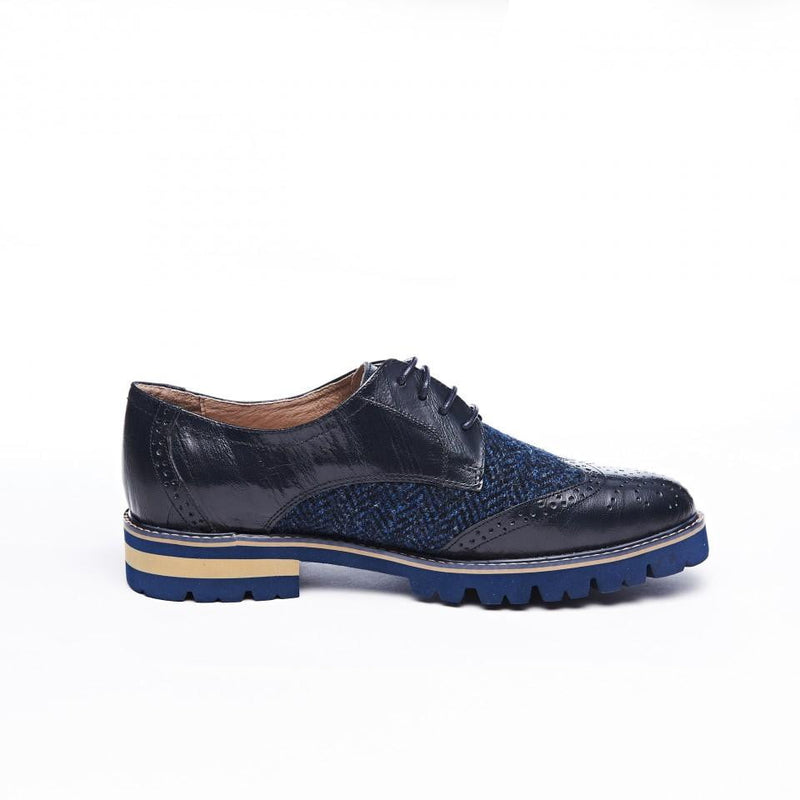Women's Harris Tweed Brogues by Snow Paw - Navy