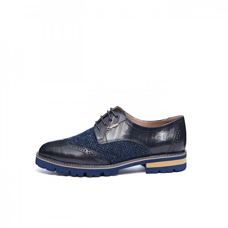 Women's Harris Tweed Brogues by Snow Paw - Navy