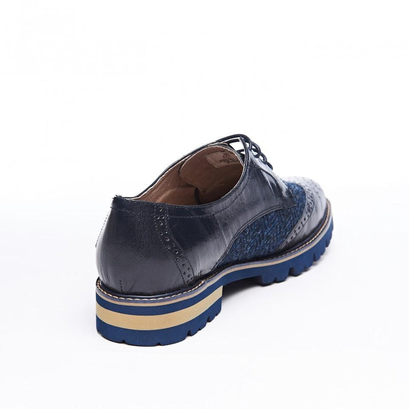 Women's Harris Tweed Brogues by Snow Paw - Navy