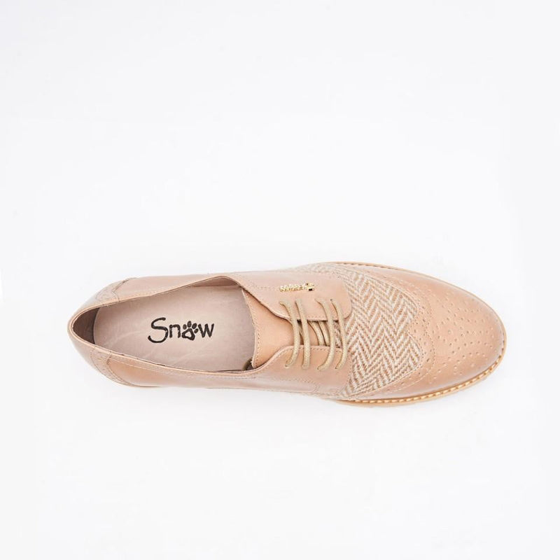 Women's Harris Tweed Brogues by Snow Paw - Cream