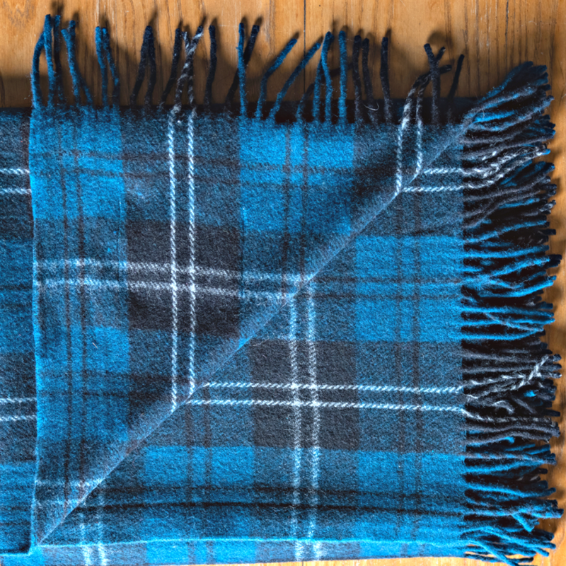 Scottish 100 Wool Tartan Rug Throw Blanket Ramsay Blue Scotland Kilt Co US