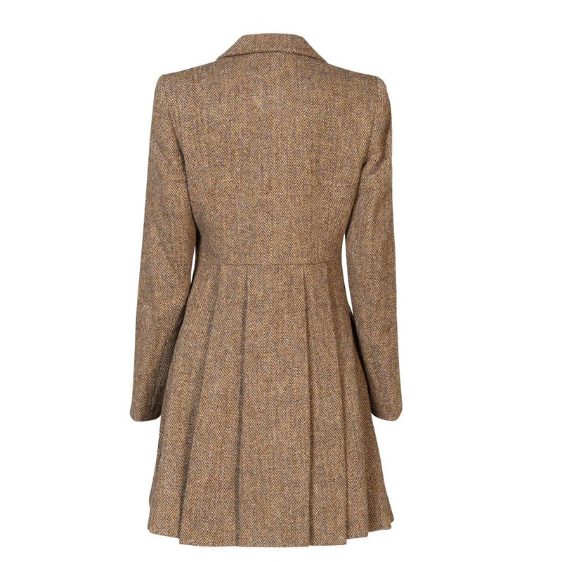 brown dress coat womens Brown Wool Long Coat with Fit and Flare Silhouette