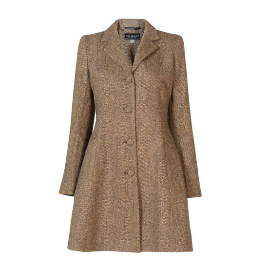 Women's Harris Tweed Coat - Zoe - Brown Herringbone - Autumn/Winter 2023