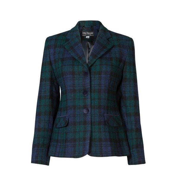Women's Harris Tweed Jacket - Melanie - Black Watch (Size 12 remaining)