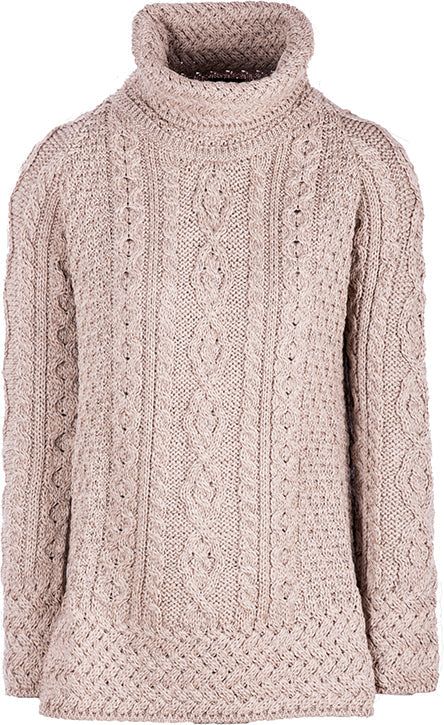 Ladies Merino Wool Roll Neck Sweater by Aran Mills - 2 Colours