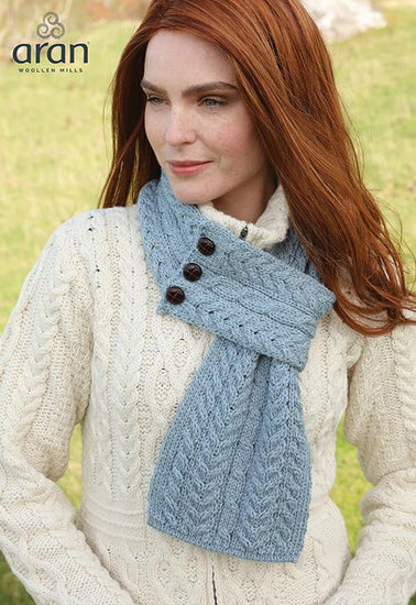 Women's Merino Wool Buttoned Loop Scarf by Aran Mills