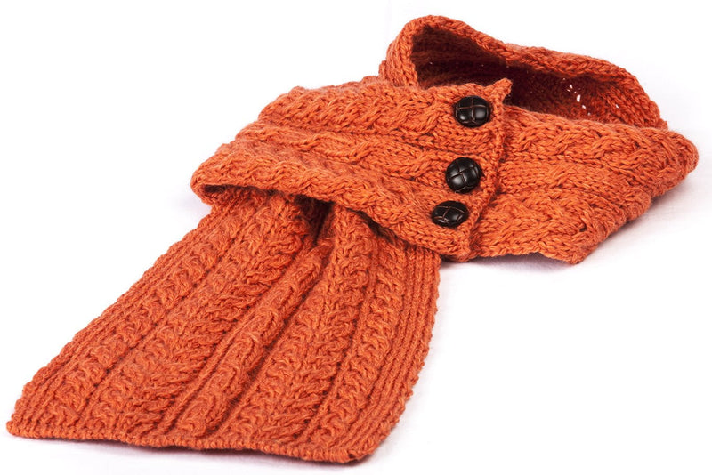 Women's Merino Wool Buttoned Loop Scarf by Aran Mills
