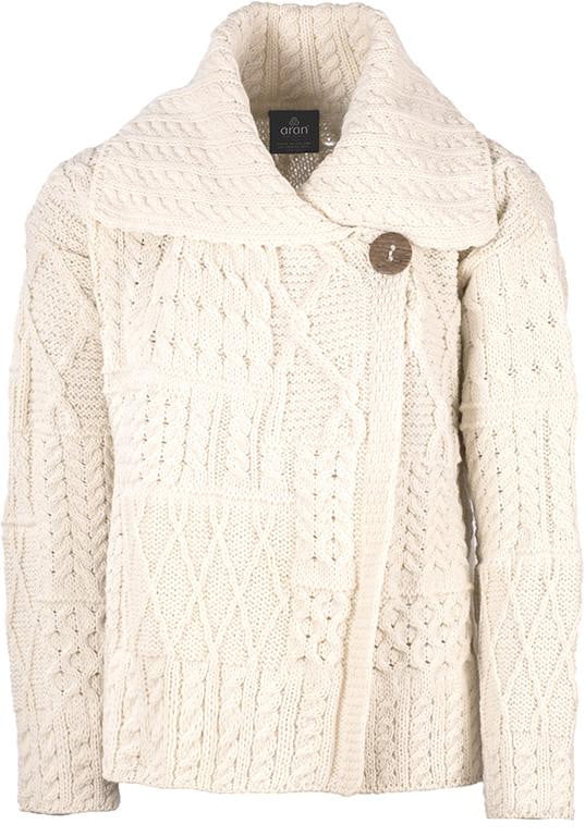 Women's Merino Wool One Button Cardigan by Aran Mills