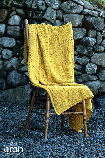 Merino Wool Patchwork Knit Blanket/Throw by Aran Mills - 4 Colours