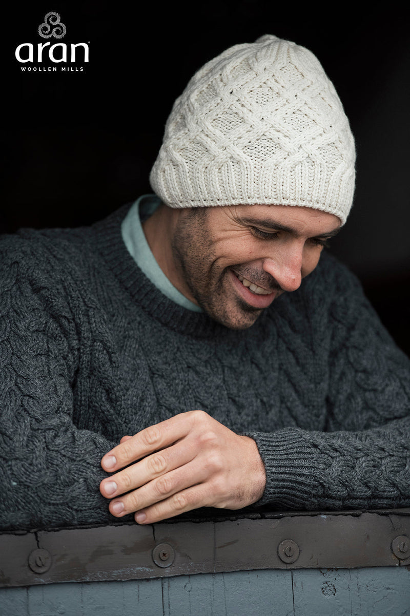 Men's Supersoft Merino Wool Cross Cable Hat by Aran Mills - 4 Colours