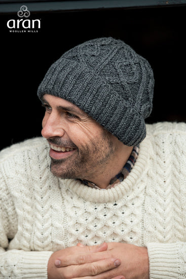 Men's Supersoft Merino Wool Zig-zag Cable Hat by Aran Mills - 5 Colours